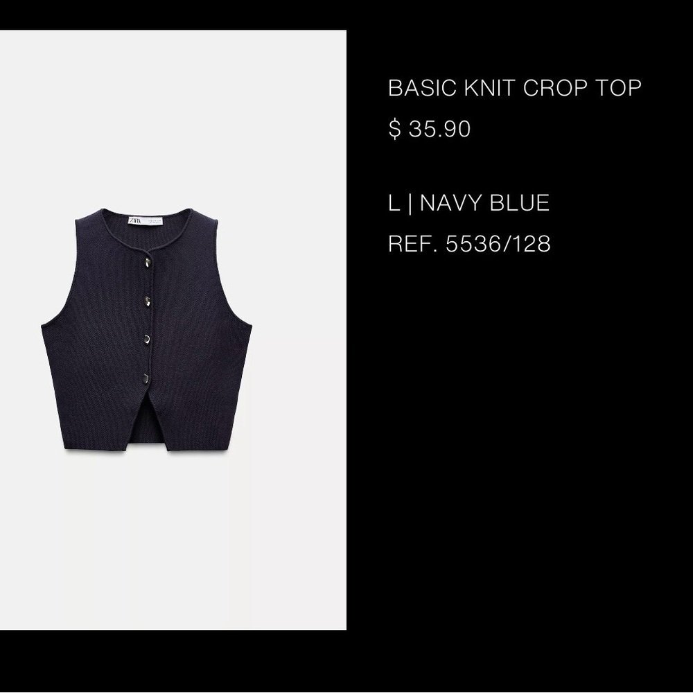 Zara Basic Knot Cropped Vest - image 4